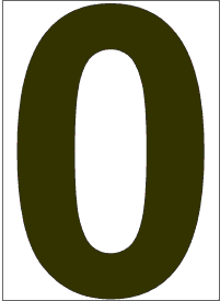 6" Number 0 "zero"
