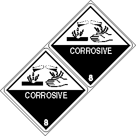 Corrosive Class 8 DOT 4"x4" Label