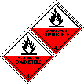 Spontaneously Combustible Class 4 DOT 4"x4" Label
