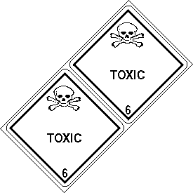Toxic Class 6 DOT 4"x4" Label