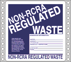 Non RCRA Regulated Waste Label