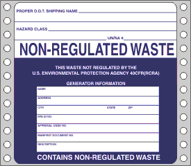 Non Regulated Waste Label