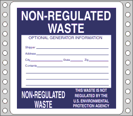 Non Regulated Waste Label