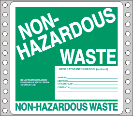 Non Hazardous Waste Label