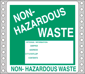 Non Hazardous Waste Label