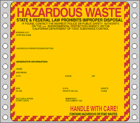 Hazardous Waste Label California Specific