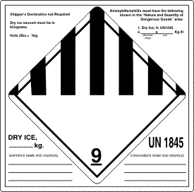 Dry Ice Freight Marking Label