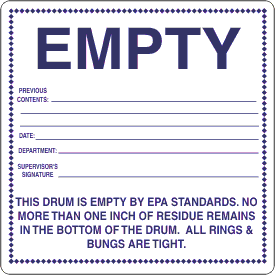 Drum Empty by EPA Standards Label