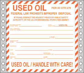 Used Oil Label