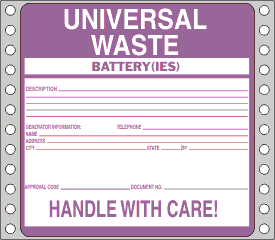 Battery(s) Universal Waste Label