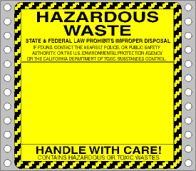 Hazardous Waste Label California Specific