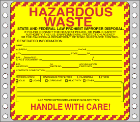 Hazardous Waste Label California Specific