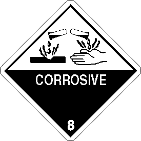 Corrosive Class 8 DOT 4"x4" Label
