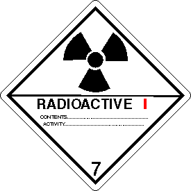 Radioactive I Class 7 D.O.T. 4"x4" Label