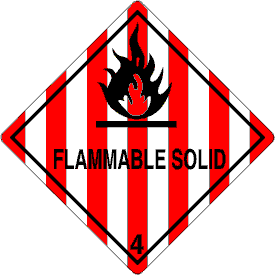 Flammable Solid Class 4 D.O.T. 4"x4" Label