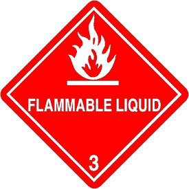 Flammable Class 3 D.O.T. 4"x4" Label