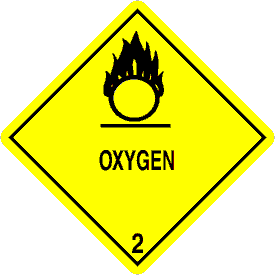 Oxygen Class 2 D.O.T. 4"x4" Label