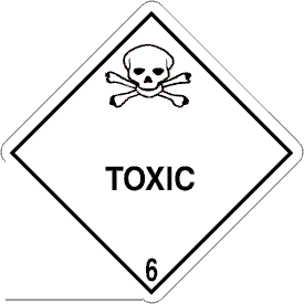 Toxic Class 6 DOT 4"x4" Label
