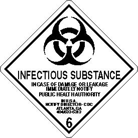 Infectious Substance Class 6 DOT 4"x4" Label