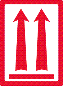 Red D.O.T. Approved Orientation UP Arrows