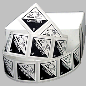 1" Square Corrosive Miniature Hazardous Material Label