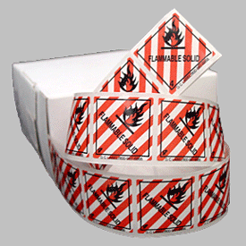 1" Square Flammable Solid Miniature Hazardous Material Label