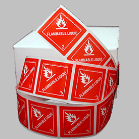 1" Square Flammable Miniature Hazardous Material Label