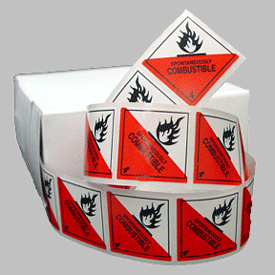 1" Square Spontaneously Combustible Miniature Hazardous Material Label