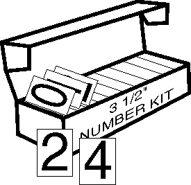 3.5 Inch Black Numbers on Clear Vinyl (50 each of Numbers 0-9)