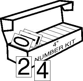 4 Inch Black Numbers on Clear Vinyl (50 each of Numbers 0-9)