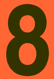 4 Inch Black #8 on Orange Vinyl