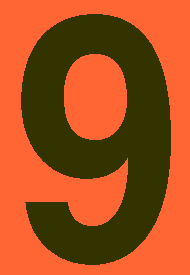 4 Inch Black #9 on Orange Vinyl