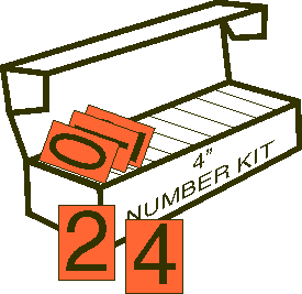 4 Inch Black Numbers on Orange Vinyl (50 each of Numbers 0-9)