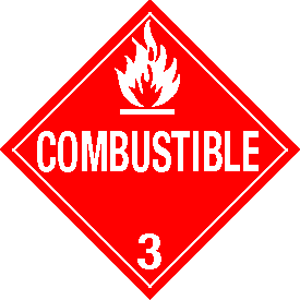 Vinyl Combustible Class 3 Placard