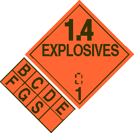Vinyl 1.4 Explosive Placard w/ Tabbie (Compatibility Group Letters)