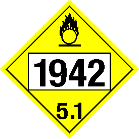 Vinyl 1942 Oxidizer 5.1 Class 5 Placard