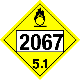 Vinyl 2067 Oxidizer 5.1 Class 5 Placard