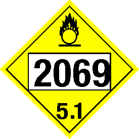 Vinyl 2069 Oxidizer 5.1 Class 5 Placard