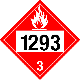 Vinyl 1293 Flammable Class 3 Placard