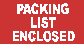 Packing List Enclosed Envelope