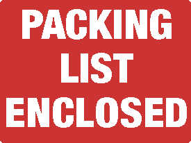 Packing List Enclosed Label