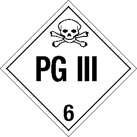 Rigid Polystyrene Packing Group 3 Class 6 Placard