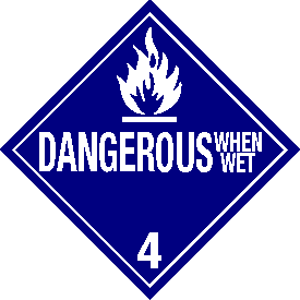 Tag-board Dangerous When Wet Class 4 Placard