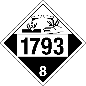 Tag-board 1793 Corrosive Class 8 Placard