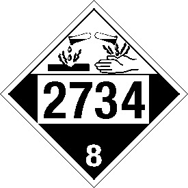 Tag-board 2734 Corrosive Class 8 Placard