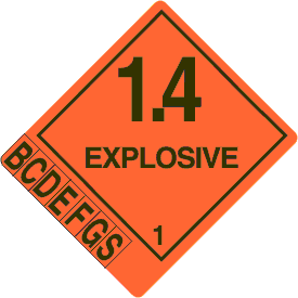 Vinyl 1.4 Explosive D.O.T. Label w/ Tabbie (Compatibility Group Letters)