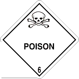 Vinyl Poison Class 6 D.O.T. 4"x4" Label