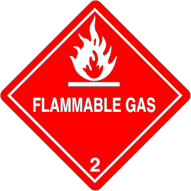 Vinyl Flammable Gas Class 2 D.O.T. 4"x4" Label