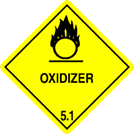 Vinyl Oxidizer 5.1 Class 5 D.O.T. 4"x4" Label