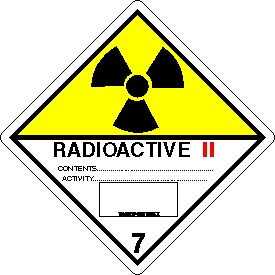 Vinyl Radioactive II Class 7 D.O.T. 4"x4" Label